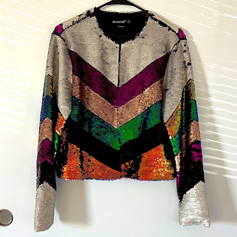 BlankNYC vibrant sequined jacket sz M